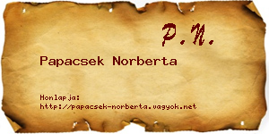 Papacsek Norberta névjegykártya